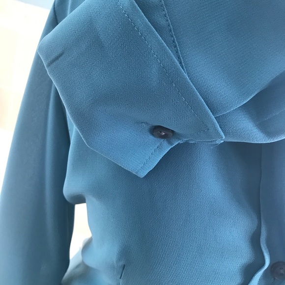 NY&CO TEAL BUTTON DOWN BLOUSE SEMI SHEER SIZE SM. - Picture 3 of 4